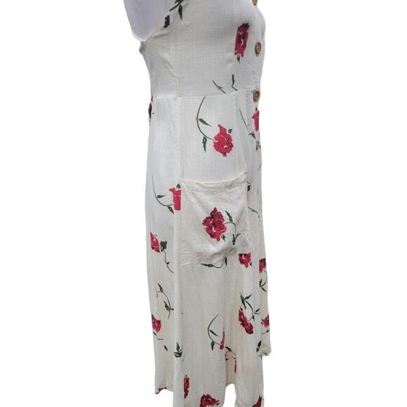 Princess Polly Women's Floral Print‎ Button Down Midi Dress Size 4 White Red - Picture 15 of 16